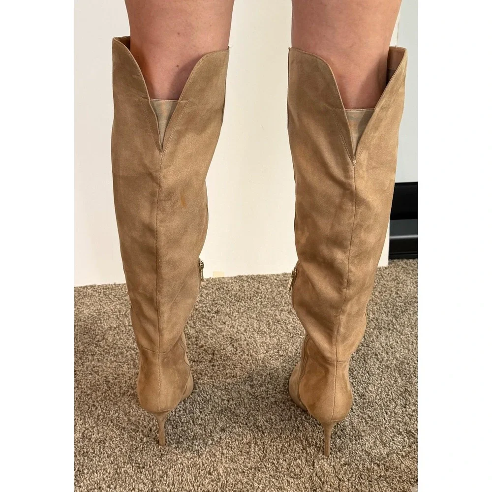 Jessica Simpson Tan Faux Suede Over The Knee Stiletto Boots Size 8M